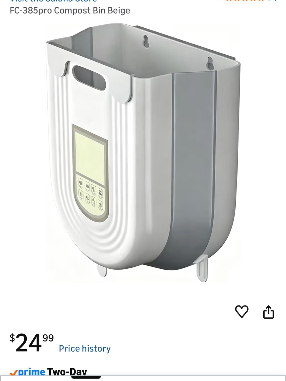 Compost Bin with Digital Display - Beige & Gray